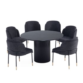 Manhattan Comfort Hathaway and Flor Black 7pc Dining Set