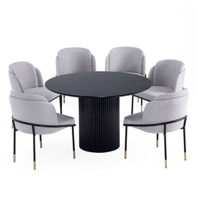 Manhattan Comfort Hathaway and Flor Black and Grey 7pc Dining Set