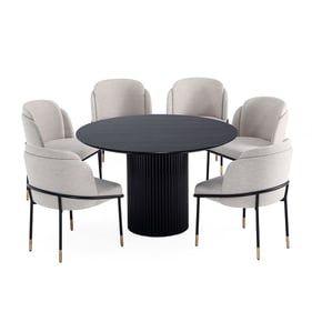 Manhattan Comfort Hathaway and Flor Black and Wheat 7pc Dining Set