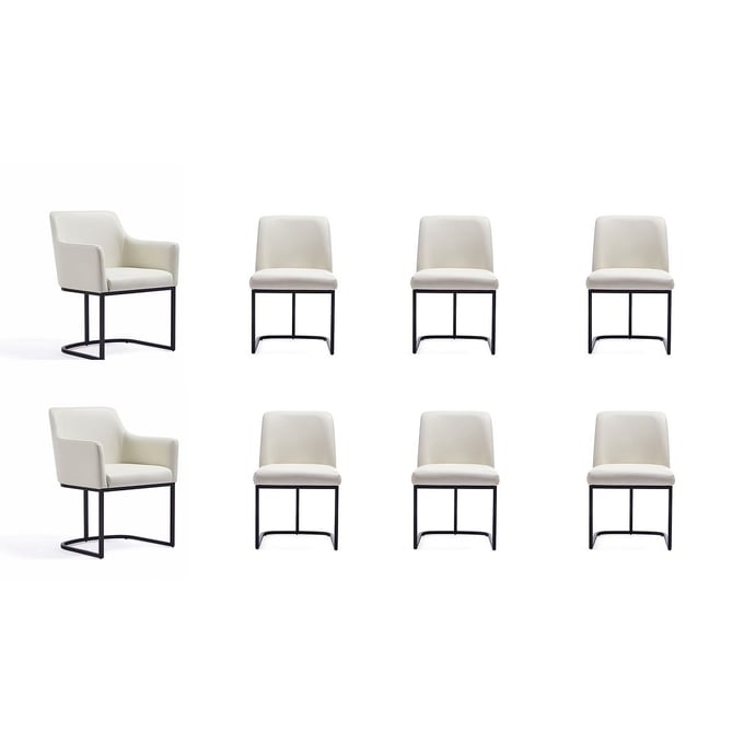 Manhattan Comfort Serena Cream 8pc Dining Chair Set MHC-8-DC056-CR