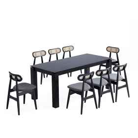 Manhattan Comfort Rockaway and Colbert Black and Grey 9pc Dining Set