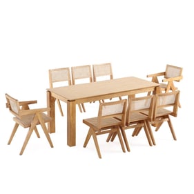 Manhattan Comfort Rockaway and Hamlet Nature 9pc Dining Set