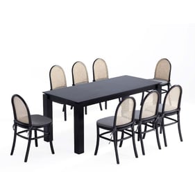 Manhattan Comfort Rockaway and Paragon 1.0 Black and Grey 9pc Dining Set