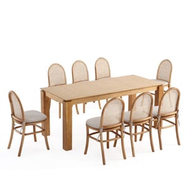 Manhattan Comfort Rockaway and Paragon 1.0 Nature and Oatmeal 9pc Dining Se...