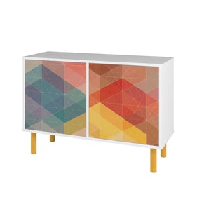 Manhattan Comfort Retro Red Yellow Blue Accent Cabinet