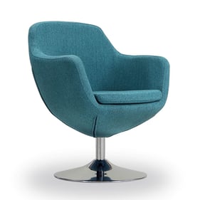 Manhattan Comfort Caisson Blue Twill Swivel Accent Chair