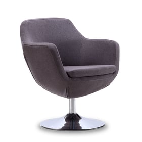 Manhattan Comfort Caisson Grey Twill Swivel Accent Chair