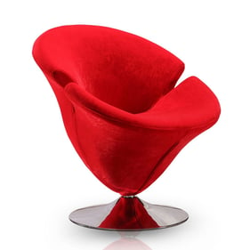 Manhattan Comfort Tulip Red Velvet Swivel Accent Chair