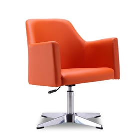 Manhattan Comfort Pelo Orange Faux Leather Swivel Accent Chair