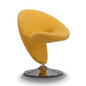 Manhattan Comfort Curl Yellow Wool Blend Swivel Accent Chair