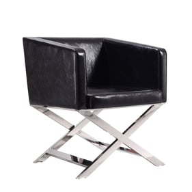 Manhattan Comfort Hollywood Black Faux Leather Lounge Accent Chair