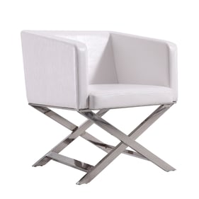 Manhattan Comfort Hollywood White Faux Leather Lounge Accent Chair