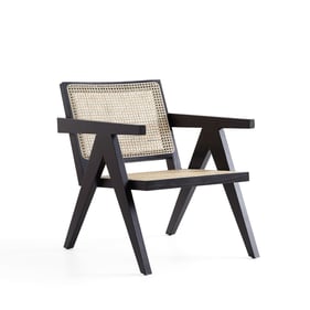 Manhattan Comfort Hamlet Black Natural Cane Accent Chair