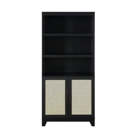 Manhattan Comfort Sheridan Black Cane Bookcase