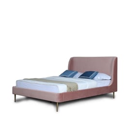 Manhattan Comfort Heather Blush Queen Bed with Gold Legs