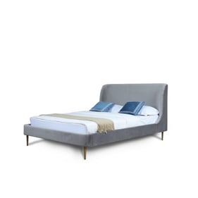 Manhattan Comfort Heather Grey Queen Bed with Gold Legs