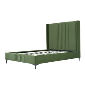 Manhattan Comfort Promenade Moss Green Velvet Upholstered Queen Bed