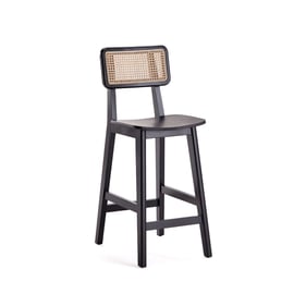 Manhattan Comfort Versailles Black Natural Cane Counter Height Stool