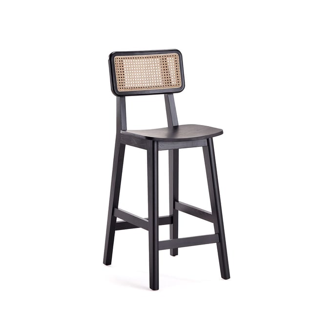 Manhattan Comfort Versailles Black Natural Cane Counter Height Stool MHC-CSCA01-BK