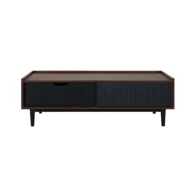 Manhattan Comfort Duane Black Ribbed Coffee Table