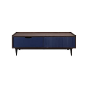 Manhattan Comfort Duane Navy Blue Ribbed Coffee Table