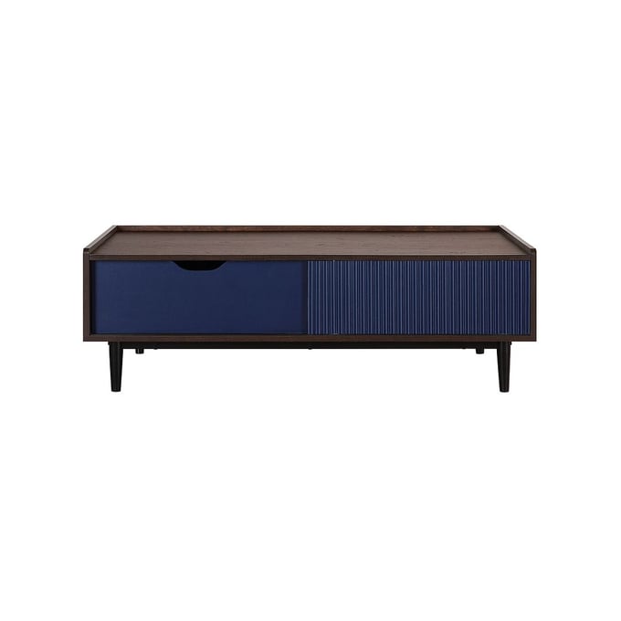 Manhattan Comfort Duane Navy Blue Ribbed Coffee Table MHC-CT-11GLF-NB