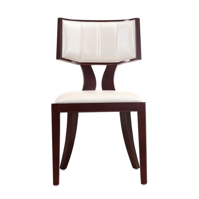 Fifth Avenue Faux Leather Dining Armchair Cream and Walnut by Manhattan  Comfort