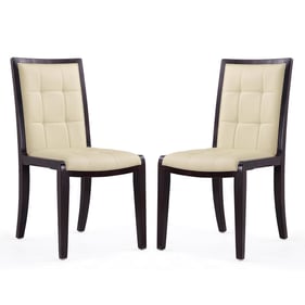 2 Manhattan Comfort Executor Cream Faux Leather Dining Chairs