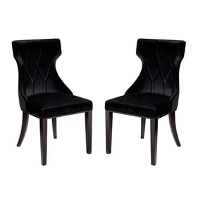 2 Manhattan Comfort Reine Black Velvet Dining Chairs