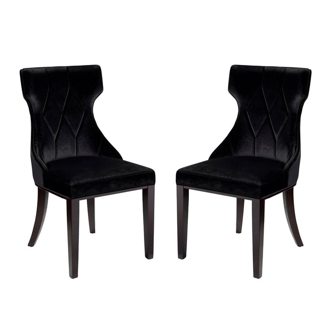 2 Manhattan Comfort Reine Black Velvet Dining Chairs MHC-DC007-BK