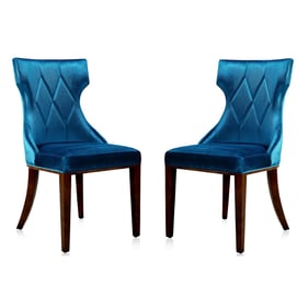 2 Manhattan Comfort Reine Cobalt Blue Velvet Dining Chairs