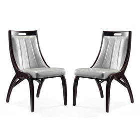 2 Manhattan Comfort Danube Silver Leatherette Dining Chairs