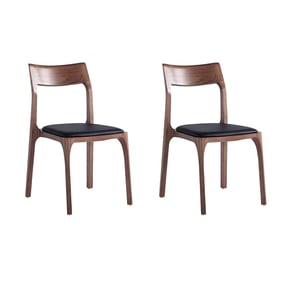 2 Manhattan Comfort Moderno Walnut Black Stackable Dining Chairs