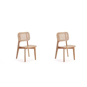 2 Manhattan Comfort Versailles Nature Cane Square Dining Chairs