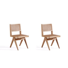 2 Manhattan Comfort Hamlet Nature Cane Dining Chairs