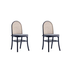 2 Manhattan Comfort Paragon 1.0 Black Cane Grey Dining Chairs