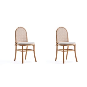 2 Manhattan Comfort Paragon 1.0 Nature Cane Cream Dining Chairs