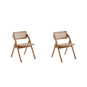 2 Manhattan Comfort Lambinet Nature Cane Folding Dining Chairs