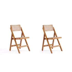 2 Manhattan Comfort Pullman Nature Cane Folding Dining Chairs