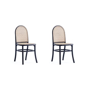 2 Manhattan Comfort Paragon 2.0 Black Cane Dining Chairs