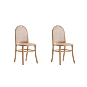 2 Manhattan Comfort Paragon 2.0 Nature Cane Dining Chairs