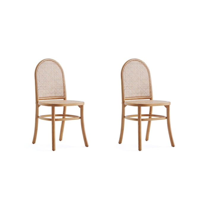 2 Manhattan Comfort Paragon 2.0 Nature Cane Dining Chairs MHC-DCCA12-NA