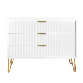 Manhattan Comfort DUMBO White Dresser with 3 Drawers