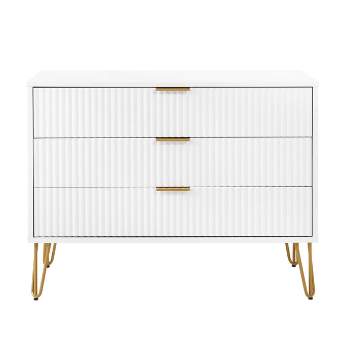 Manhattan Comfort DUMBO White Dresser with 3 Drawers MHC-DR001-WH