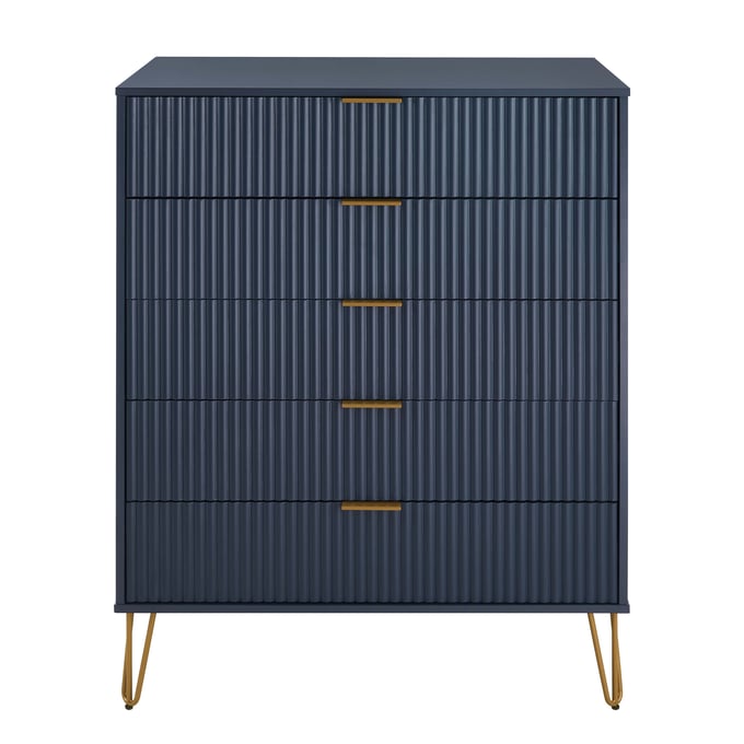 Manhattan Comfort DUMBO Midnight Blue 5-Drawer Tall Dresser MHC-DR002-MB