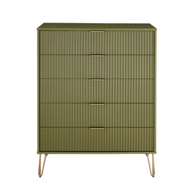 Manhattan Comfort DUMBO Olive Green 5-Drawer Tall Dresser