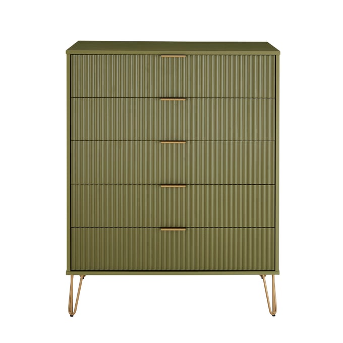 Manhattan Comfort DUMBO Olive Green 5-Drawer Tall Dresser MHC-DR002-OG