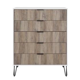 Manhattan Comfort DUMBO White and Grey 5-Drawer Tall Dresser