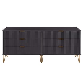 Manhattan Comfort DUMBO Black 6-Drawer Double Low Dresser