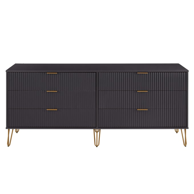 Manhattan Comfort DUMBO Black 6-Drawer Double Low Dresser MHC-DR003-BK